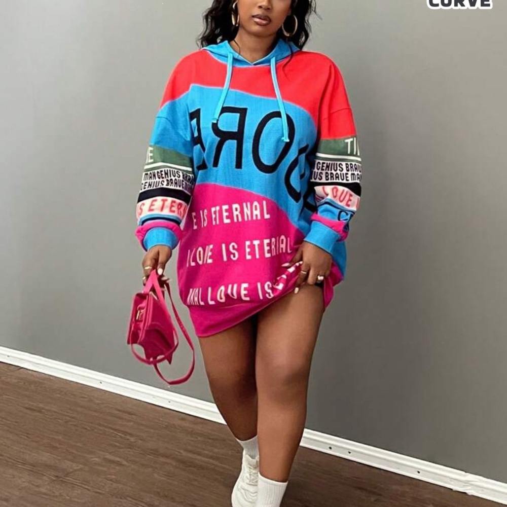Colorful Graphic Hoodie Dress